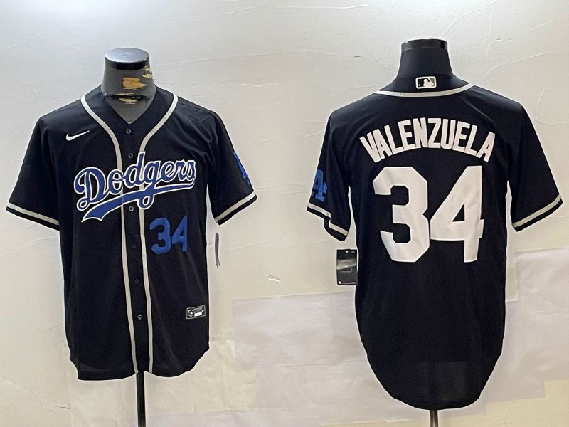 Men Los Angeles Dodgers #34 Valenzuela Black Game 2024 Nike MLB Jersey style 10293